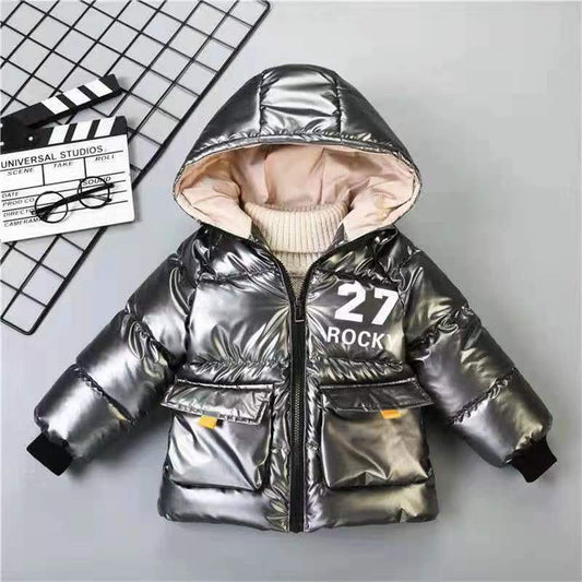 2024 invierno nuevo niños chaqueta brillante. Modelos para hombre y mujer