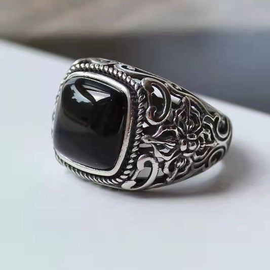 Black Onyx Vintage Silver Ring